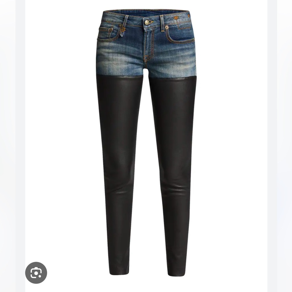 R13 leather chaps jeans